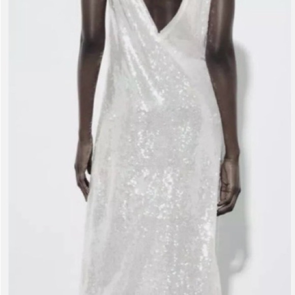 Zara Cream Sequin Maxi Dress - Picture 4 of 4